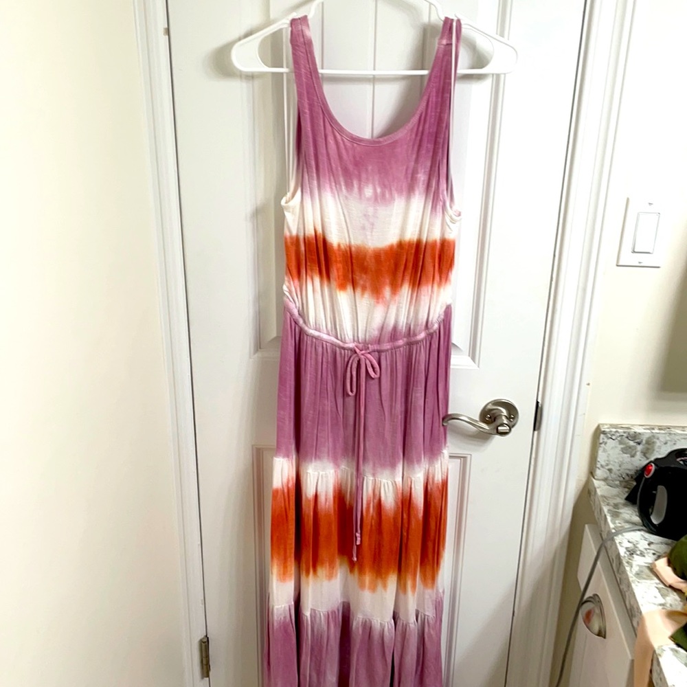 Anthropologie maxi dress, low back, tie dye